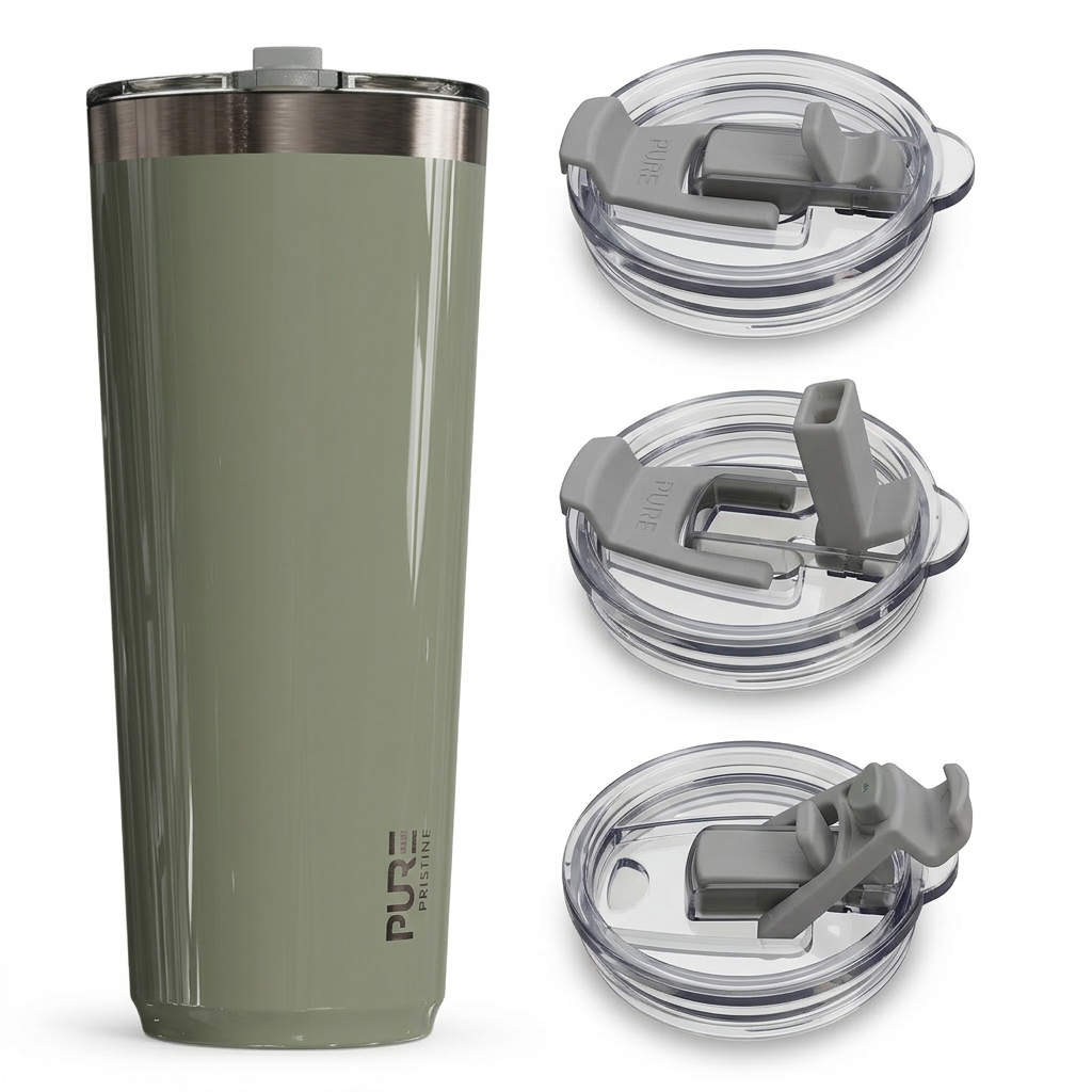 “Twistie” Stainless Steel Tumbler 32oz / 22oz – Antimicrobial - Solid Colors - PURE Drinkware