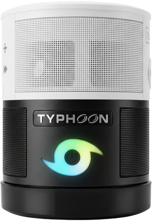 Two Typhoon speakers stacked