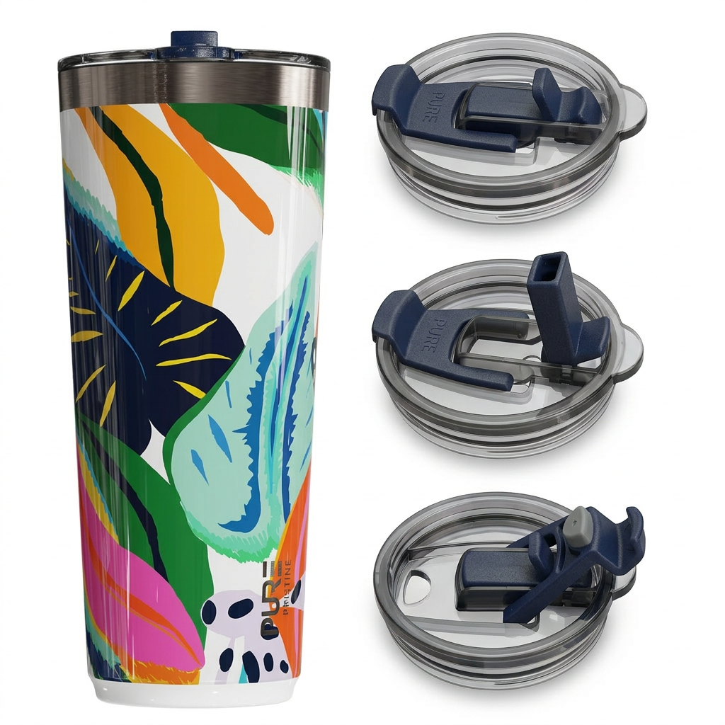 “Twistie” Stainless Steel Tumbler 32oz / 22oz – Antimicrobial - Patterns - PURE Drinkware