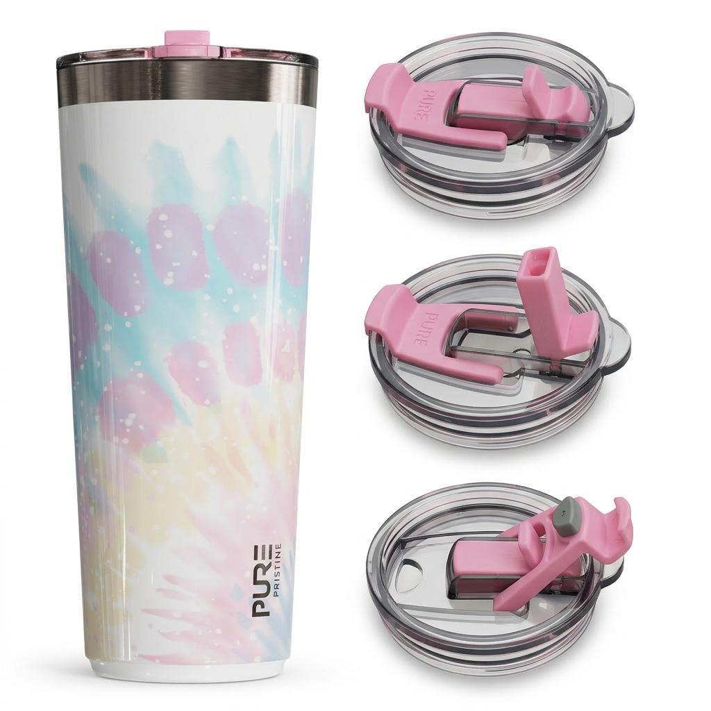 “Twistie” Stainless Steel Tumbler 32oz / 22oz – Antimicrobial - Patterns - PURE Drinkware
