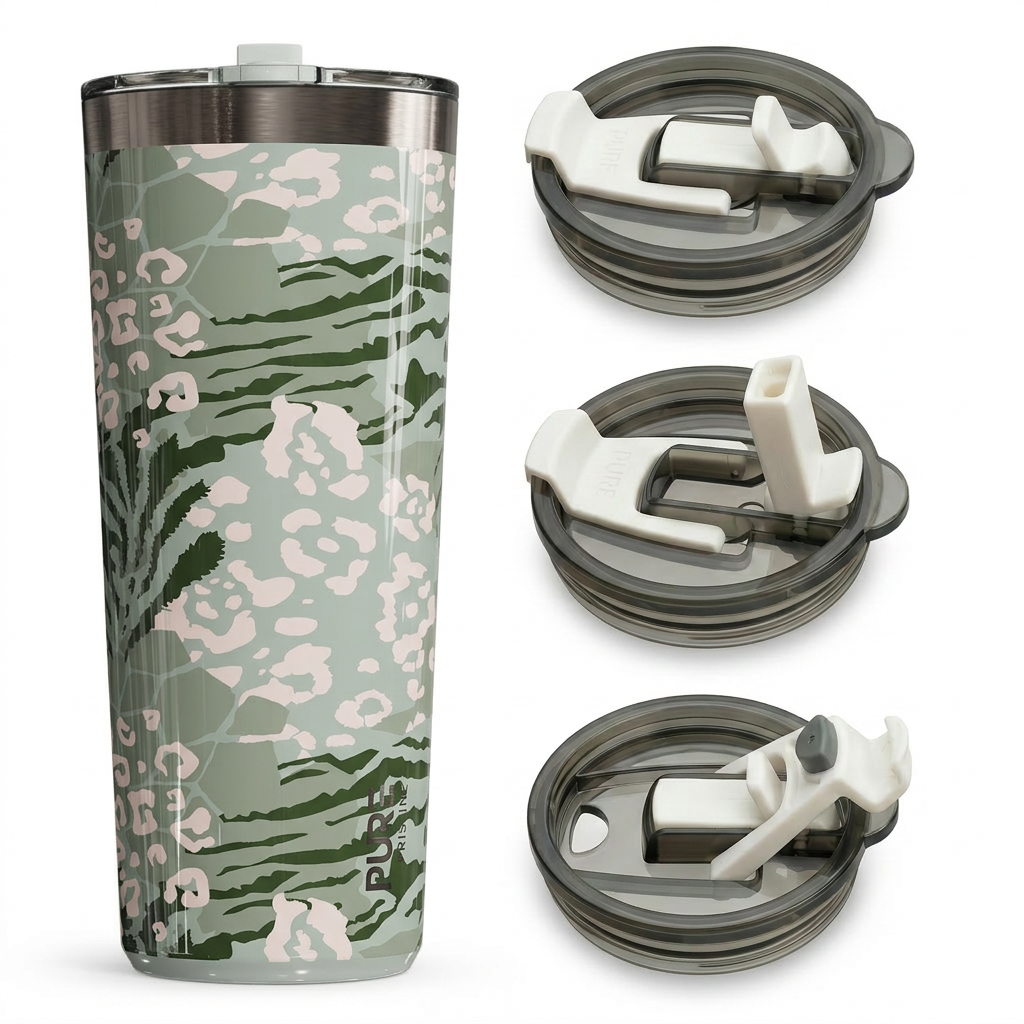 “Twistie” Stainless Steel Tumbler 32oz / 22oz – Antimicrobial - Patterns - PURE Drinkware